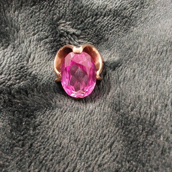 10 KT Gold, 1963 Edison's Jewelry store PINK GEMSTONE RING BEAUTIFUL - Picture 7 of 17